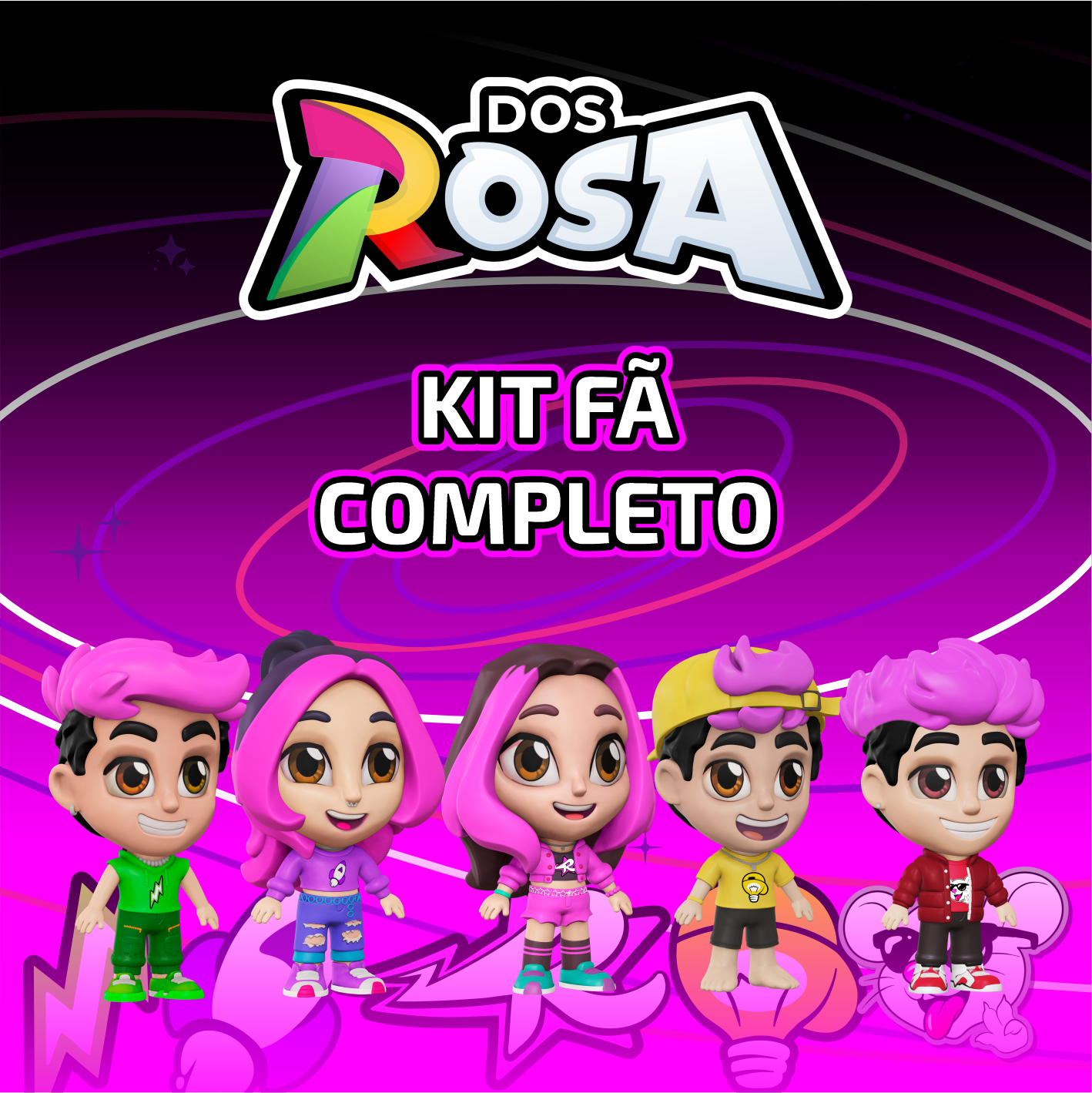 KIT FÃ COLECIONÁVEL COMPLETO COM 5 BONECOS DO GRUPO DOS ROSA 