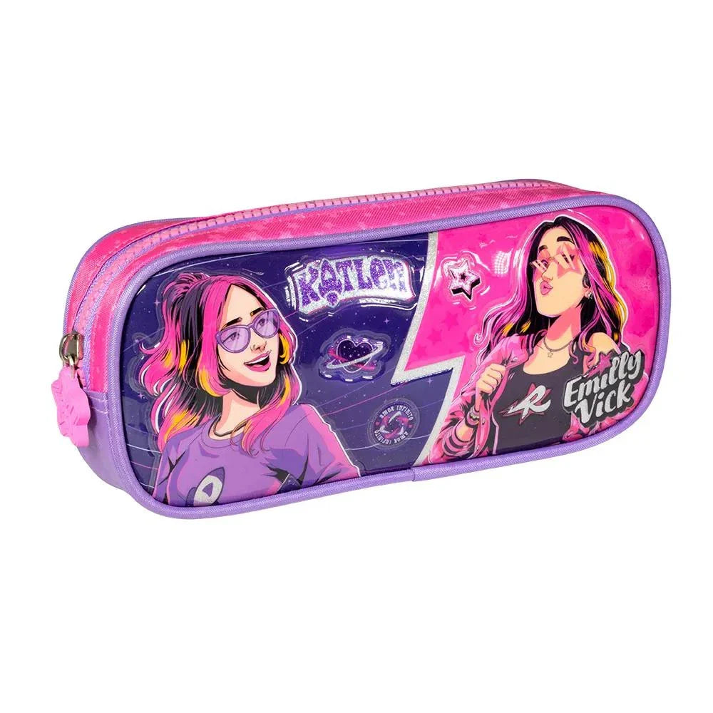 Estojo Simples Escolar Emilly Vick X